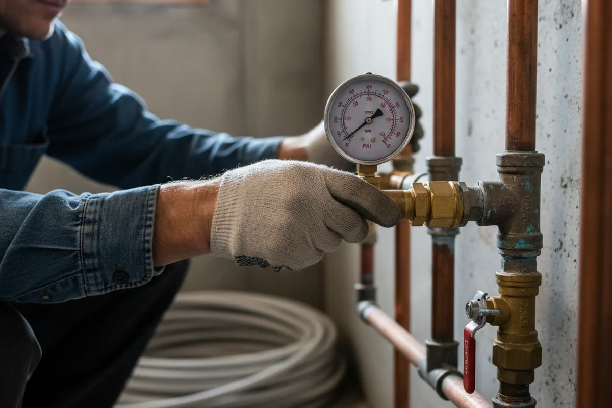 Pressure testing a repaired line during Water Line Repair in Franklinville